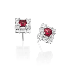 Perodri Pendientes de Oro Blanco Fashion