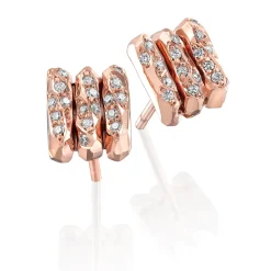 Perodri Pendientes pequeños de Oro Rosa y diamantes en talla brillante Hot