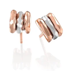 Perodri Pendientes pequeños de Oro Rosa y Oro Blanco facetado Sale
