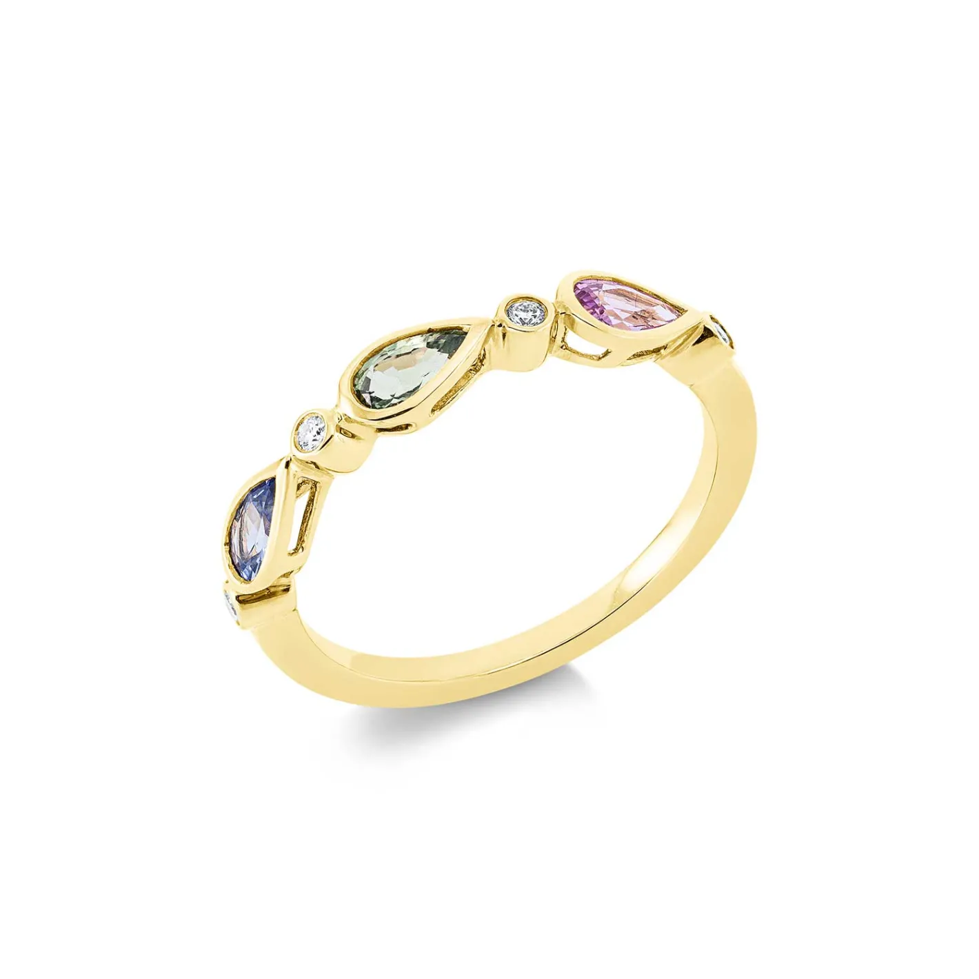 Cristina Wish Sortija en oro amarillo con diamantes y zafiros Best
